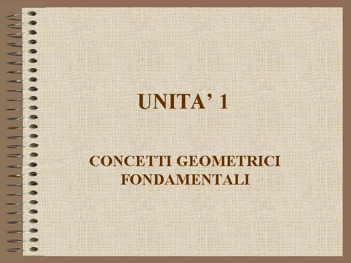 UNITA’ 1 CONCETTI GEOMETRICI FONDAMENTALI 