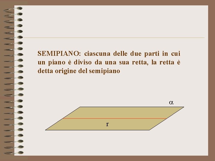 SEMIPIANO: ciascuna delle due parti in cui un piano è diviso da una sua