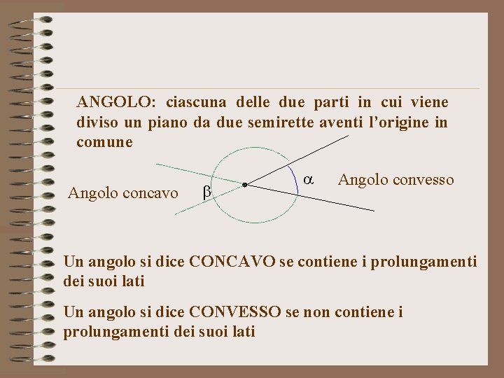 ANGOLO: ciascuna delle due parti in cui viene diviso un piano da due semirette