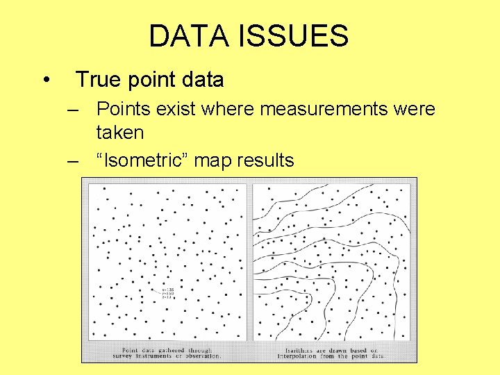 DATA ISSUES • True point data – Points exist where measurements were taken –