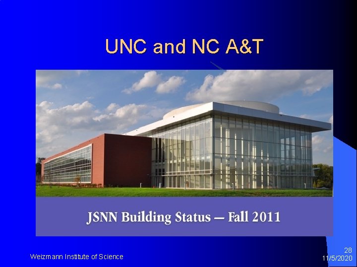 UNC and NC A&T Weizmann Institute of Science 28 11/5/2020 