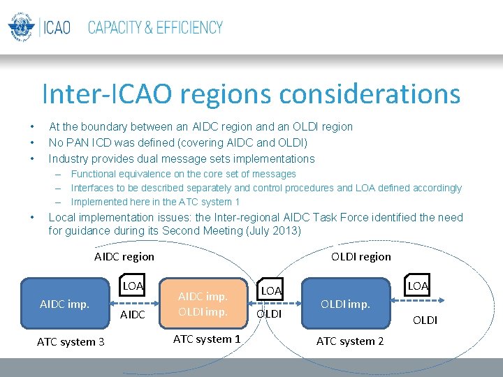 Inter-ICAO regions considerations • • • At the boundary between an AIDC region and Inter-ICAO regions considerations • • • At the boundary between an AIDC region and