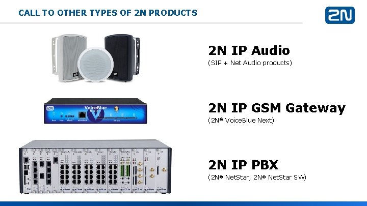 CALL TO OTHER TYPES OF 2 N PRODUCTS 2 N IP Audio (SIP + CALL TO OTHER TYPES OF 2 N PRODUCTS 2 N IP Audio (SIP +