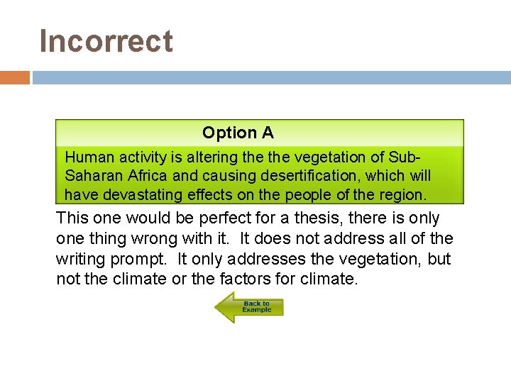 Incorrect Option A Human activity is altering the vegetation of Sub. Saharan Africa and