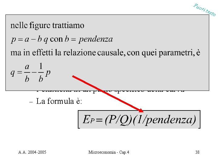 Fuo ri t e La domanda di mercato: elasticità • Se conosciamo la curva