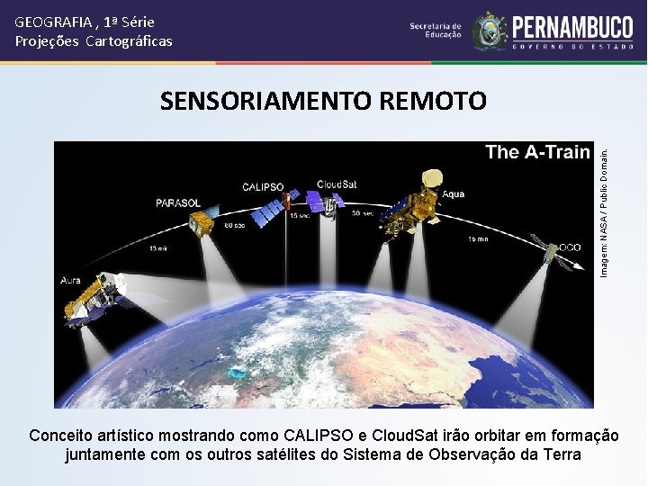 GEOGRAFIA , 1ª Série Projeções Cartográficas Imagem: NASA / Public Domain. SENSORIAMENTO REMOTO Conceito