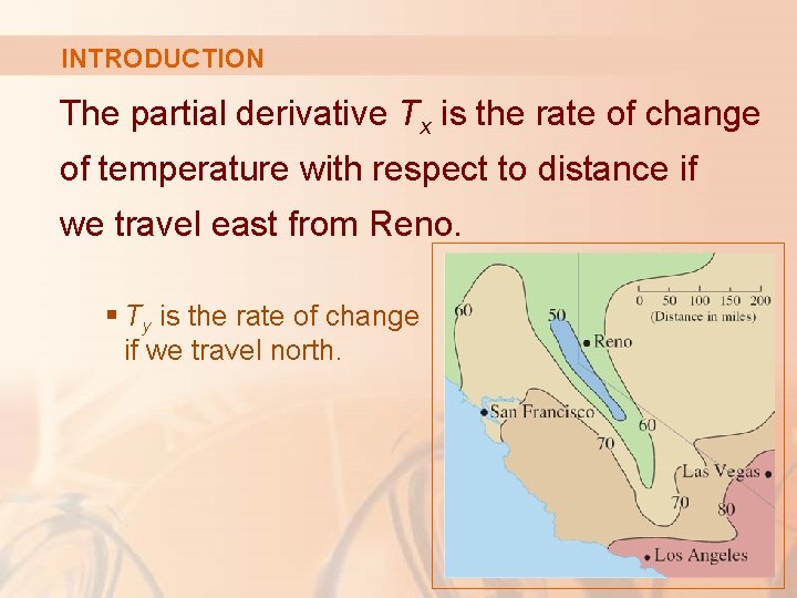 INTRODUCTION The partial derivative Tx is the rate of change of temperature with respect