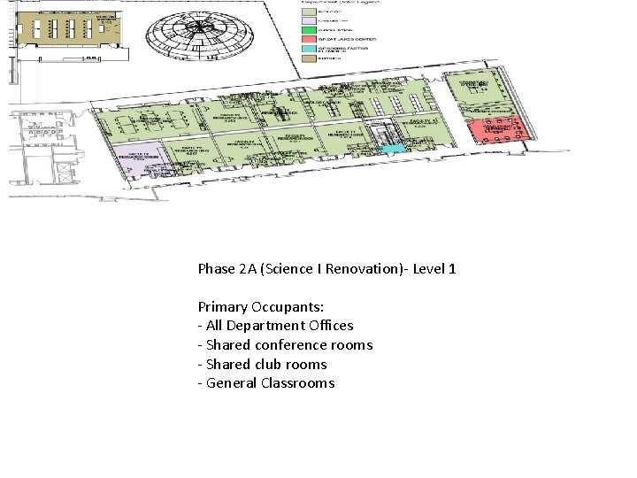 Phase 2 A (Science I Renovation)- Level 1 Primary Occupants: - All Department Offices