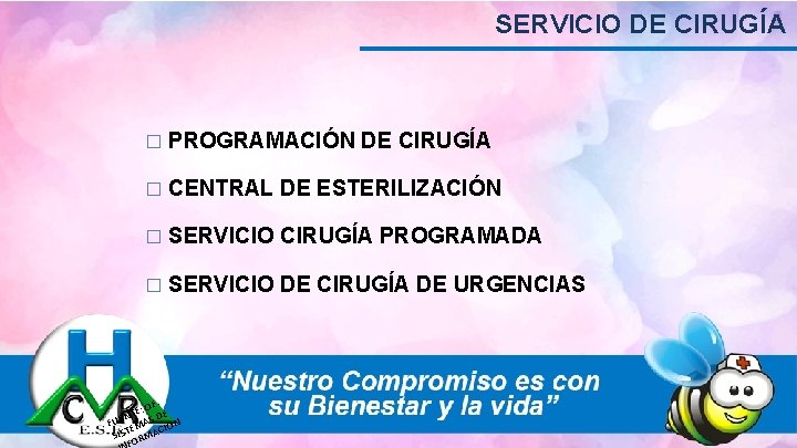 SERVICIO DE CIRUGÍA � PROGRAMACIÓN DE CIRUGÍA � CENTRAL DE ESTERILIZACIÓN � SERVICIO CIRUGÍA