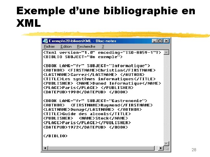 Exemple d’une bibliographie en XML 28 