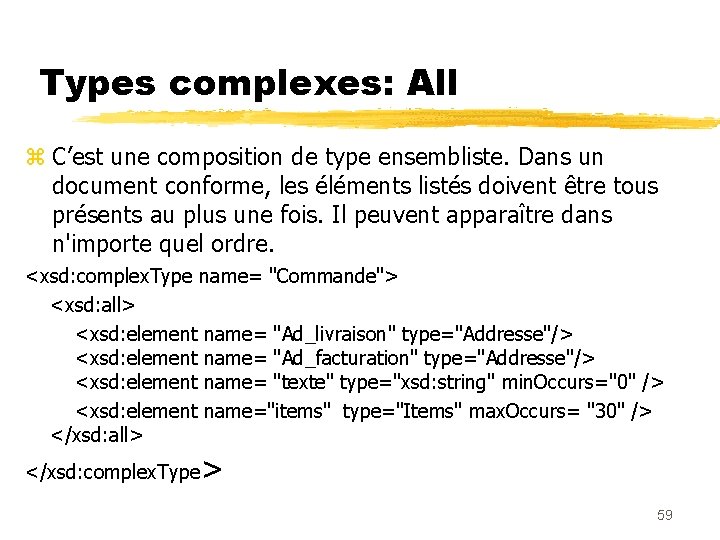 Types complexes: All z C’est une composition de type ensembliste. Dans un document conforme,