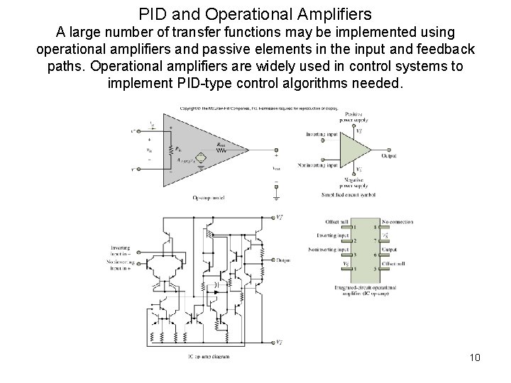 PID and Operational Amplifiers A large number of transfer functions may be implemented using