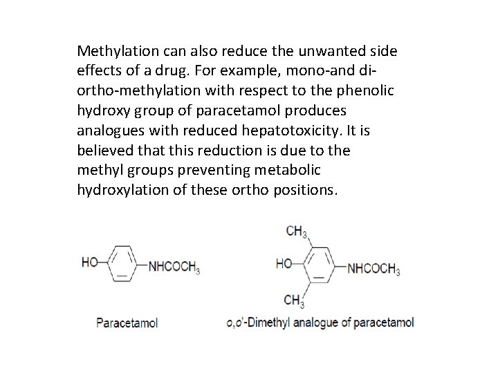 Methylation can also reduce the unwanted side effects of a drug. For example, mono-and