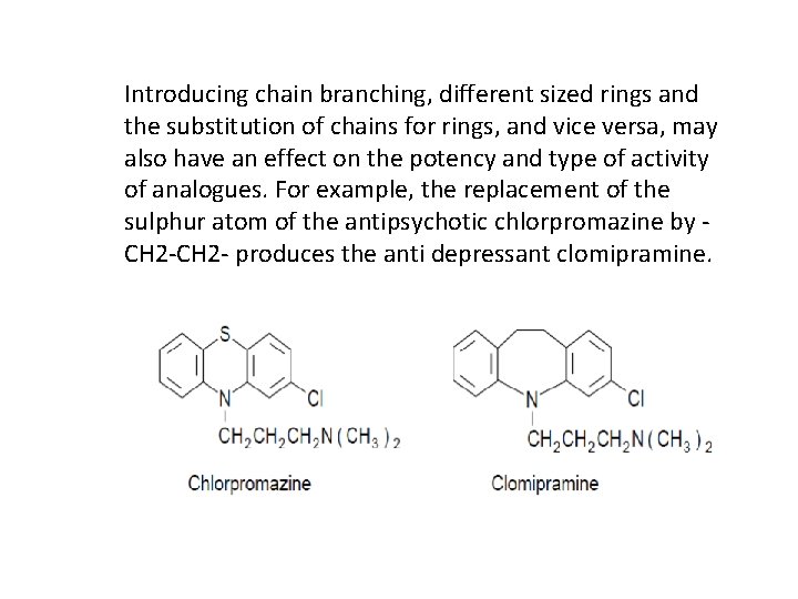 Introducing chain branching, different sized rings and the substitution of chains for rings, and