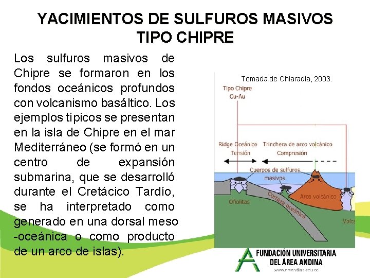 YACIMIENTOS DE SULFUROS MASIVOS TIPO CHIPRE Los sulfuros masivos de Chipre se formaron en YACIMIENTOS DE SULFUROS MASIVOS TIPO CHIPRE Los sulfuros masivos de Chipre se formaron en
