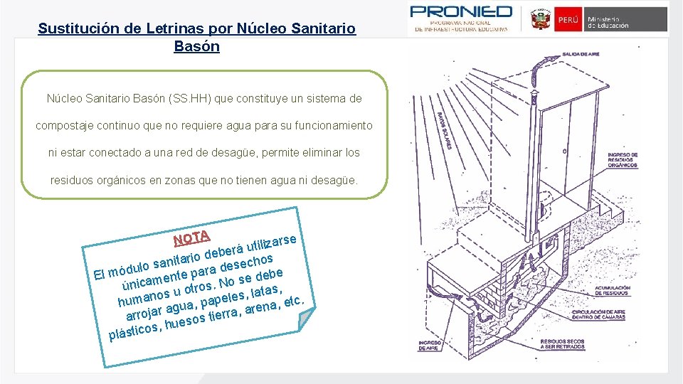 Sustitución de Letrinas por Núcleo Sanitario Basón (SS. HH) que constituye un sistema de