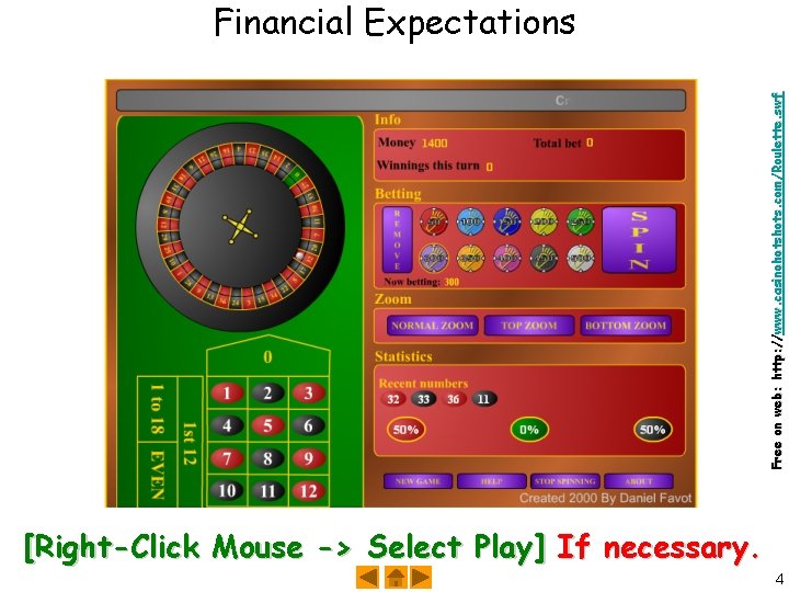 Free on web: http: //www. casinohots. com/Roulette. swf Financial Expectations [Right-Click Mouse -> Select