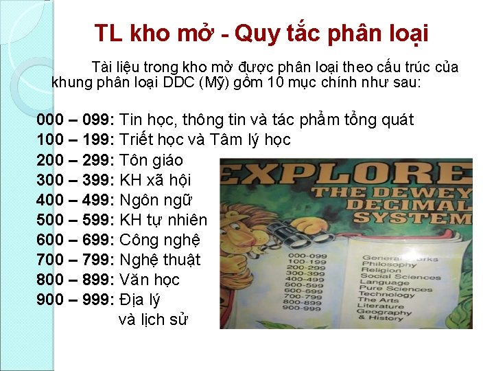 TL kho mở Quy tắc phân loại Tài liệu trong kho mở được phân
