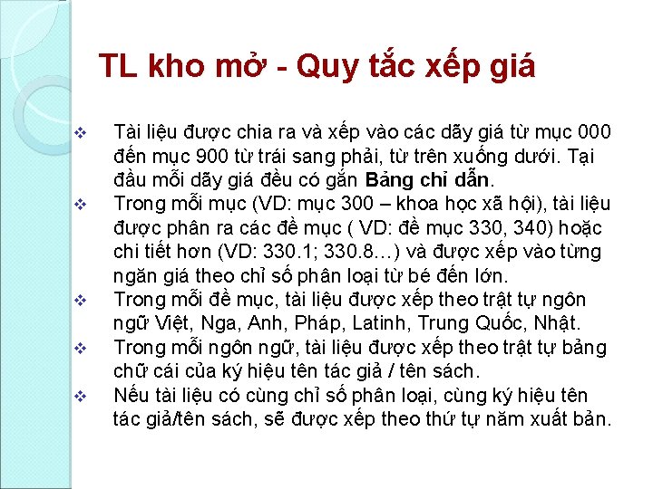 TL kho mở Quy tắc xếp giá v v v Tài liệu được chia