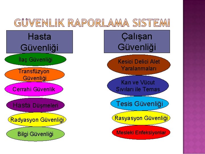 Hasta Güvenliği İlaç Güvenliği Transfüzyon Güvenliği Çalışan Güvenliği Kesici Delici Alet Yaralanmaları Cerrahi Güvenlik