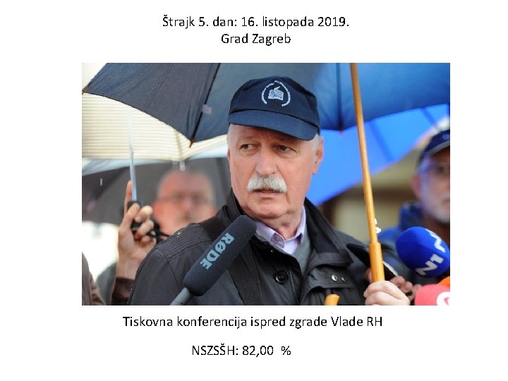 Štrajk 5. dan: 16. listopada 2019. Grad Zagreb Tiskovna konferencija ispred zgrade Vlade RH