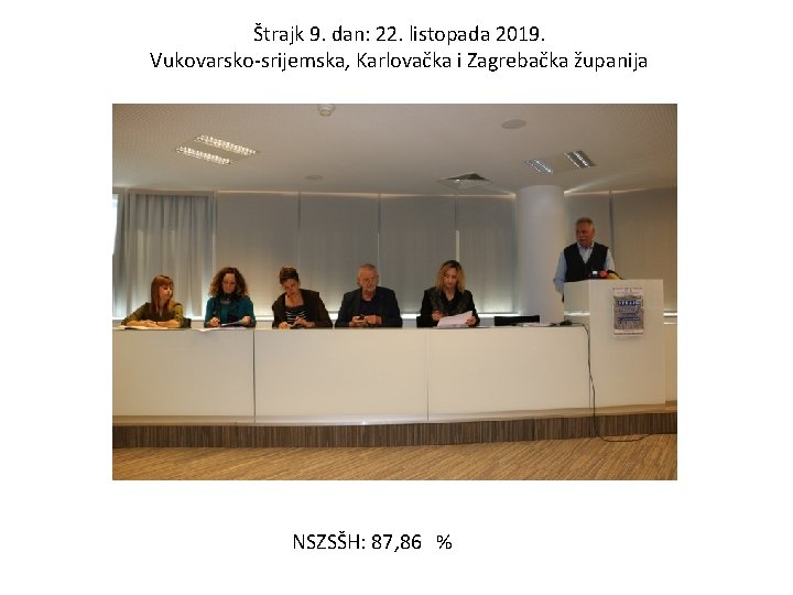 Štrajk 9. dan: 22. listopada 2019. Vukovarsko-srijemska, Karlovačka i Zagrebačka županija NSZSŠH: 87, 86