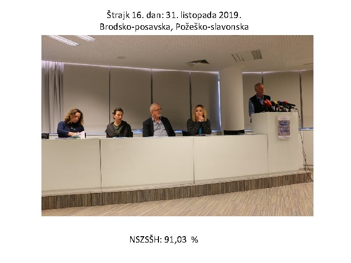 Štrajk 16. dan: 31. listopada 2019. Brodsko-posavska, Požeško-slavonska NSZSŠH: 91, 03 % Štrajk 16. dan: 31. listopada 2019. Brodsko-posavska, Požeško-slavonska NSZSŠH: 91, 03 %