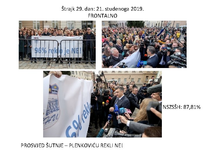 Štrajk 29. dan: 21. studenoga 2019. FRONTALNO NSZSŠH: 87, 81% PROSVJED ŠUTNJE – PLENKOVIĆU Štrajk 29. dan: 21. studenoga 2019. FRONTALNO NSZSŠH: 87, 81% PROSVJED ŠUTNJE – PLENKOVIĆU