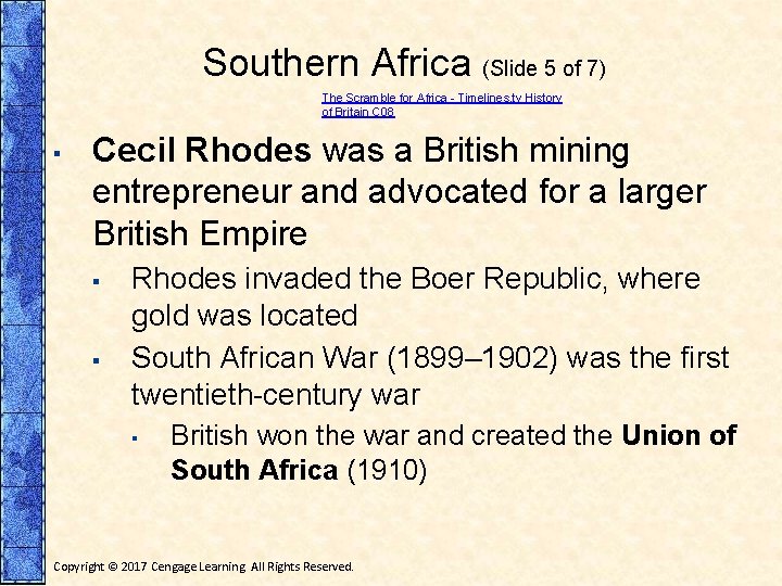 Southern Africa (Slide 5 of 7) The Scramble for Africa - Timelines. tv History