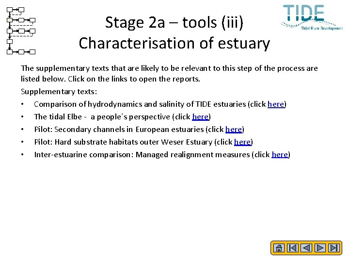 Stage 2 a – tools (iii) Characterisation of estuary The supplementary texts that are