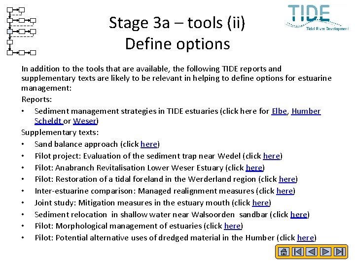 Stage 3 a – tools (ii) Define options In addition to the tools that