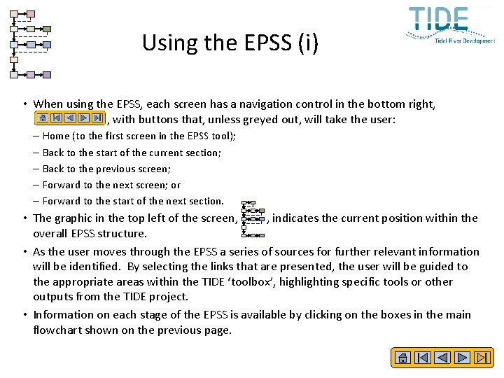 Using the EPSS (i) • When using the EPSS, each screen has a navigation