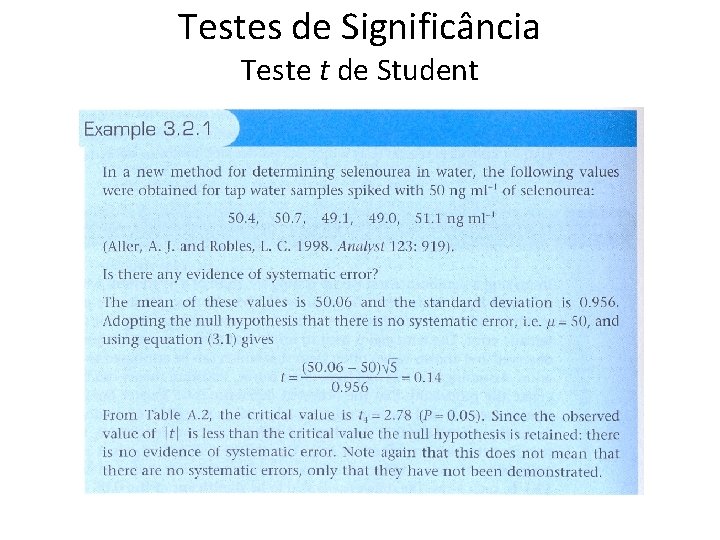 Testes de Significância Teste t de Student 