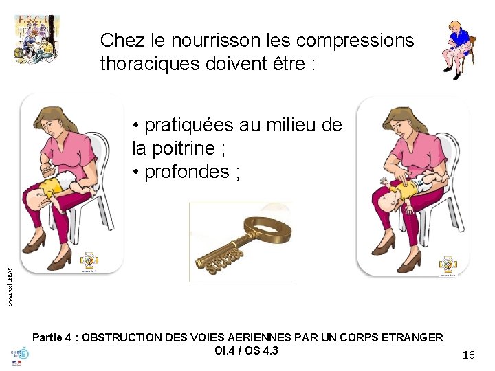 Chez le nourrisson les compressions thoraciques doivent être : Emmanuel LERAY • pratiquées au