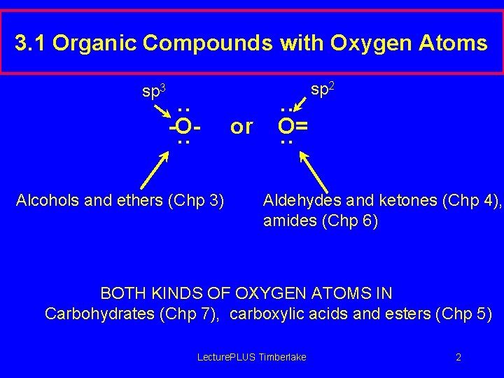 3. 1 Organic Compounds with Oxygen Atoms sp 3 . . -O. . Alcohols