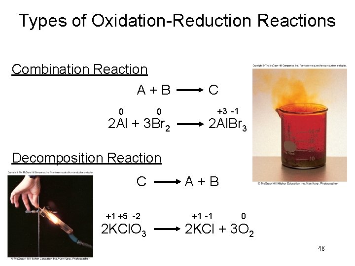 Types of Oxidation-Reduction Reactions Combination Reaction A + B C 0 +3 -1 0