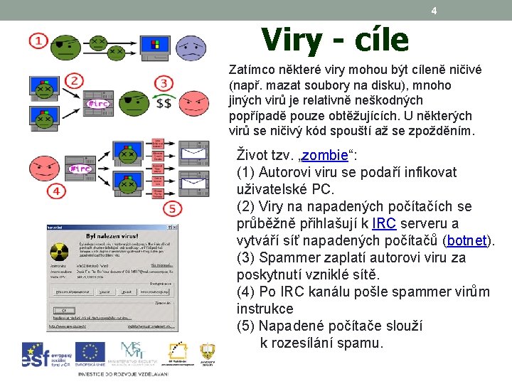 4 Viry - cíle Zatímco některé viry mohou být cíleně ničivé (např. mazat soubory