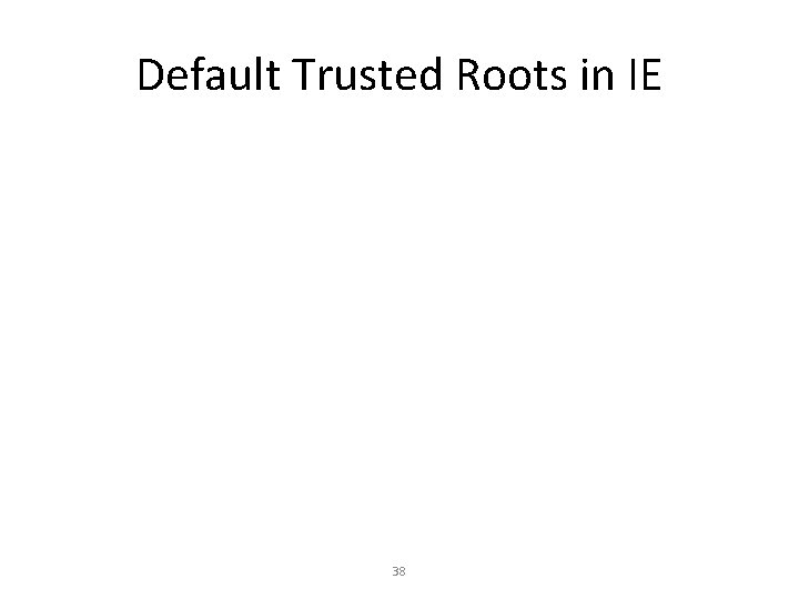 Default Trusted Roots in IE 38 
