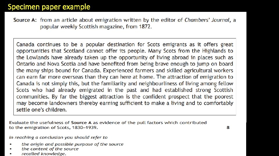 Specimen paper example Specimen paper example