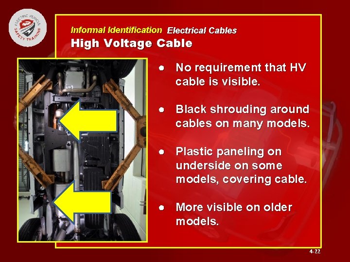 Informal Identification Electrical Cables High Voltage Cable ● No requirement that HV cable is