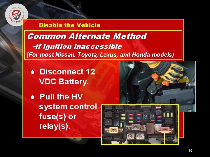 Disable the Vehicle Common Alternate Method -If ignition inaccessible (For most Nissan, Toyota, Lexus,