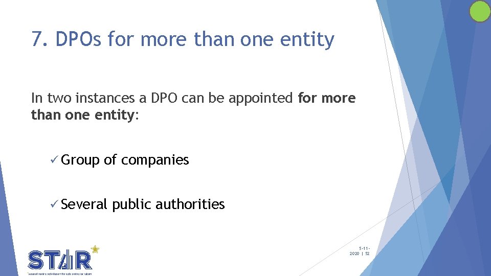 7. DPOs for more than one entity In two instances a DPO can be