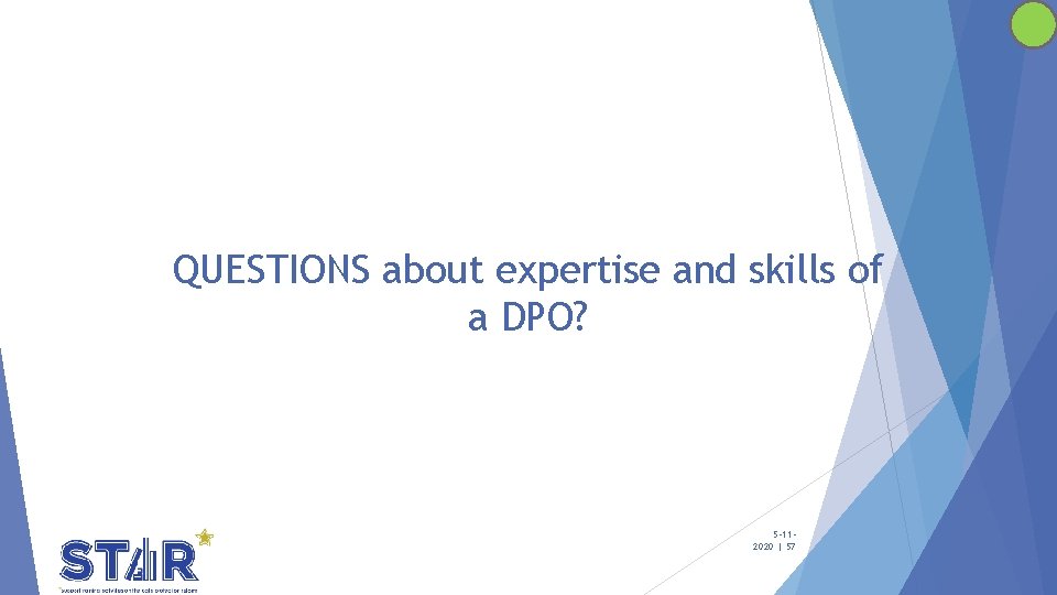 QUESTIONS about expertise and skills of a DPO? 5 -112020 | 57 