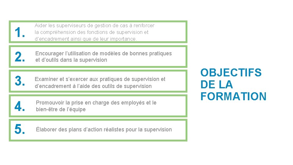 1. Aider les superviseurs de gestion de cas à renforcer la compréhension des fonctions