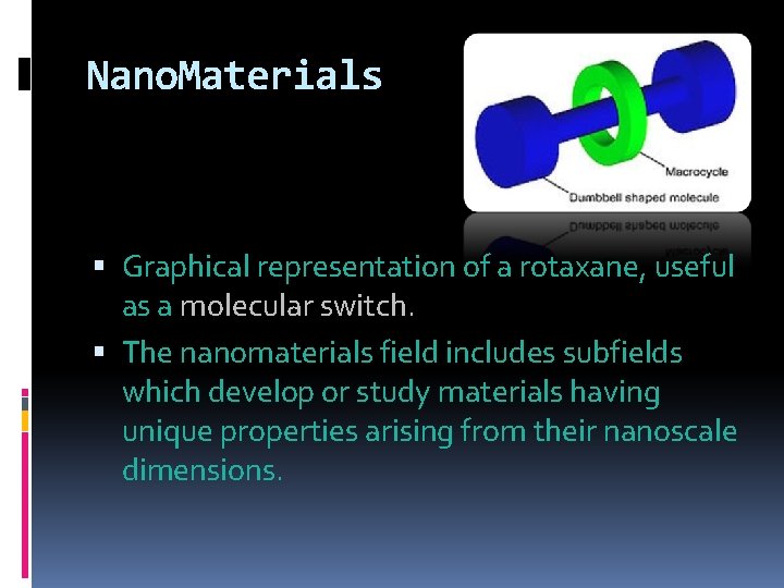 Nano. Materials Graphical representation of a rotaxane, useful as a molecular switch. The nanomaterials