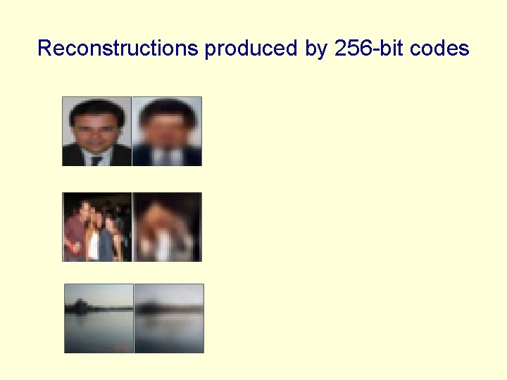 Reconstructions produced by 256 -bit codes 