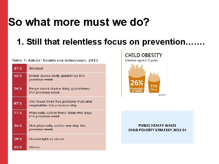 So what more must we do? 1. Still that relentless focus on prevention……. PUBLIC So what more must we do? 1. Still that relentless focus on prevention……. PUBLIC