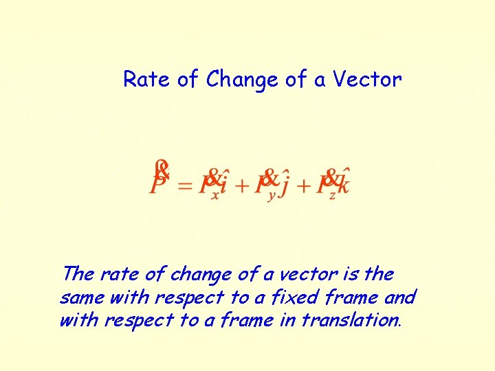 Rate of Change of a Vector The rate of change of a vector is