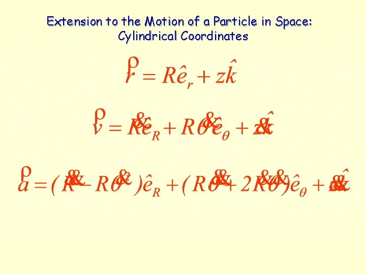 Extension to the Motion of a Particle in Space: Cylindrical Coordinates 