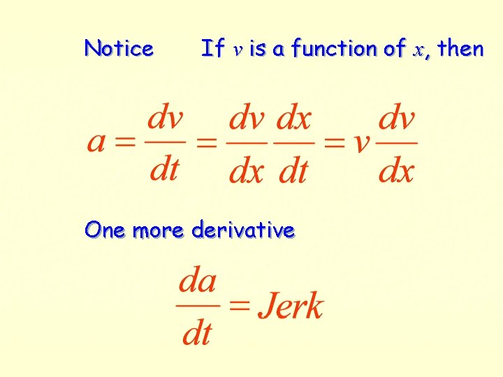 Notice If v is a function of x, then One more derivative 